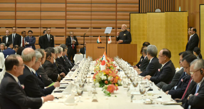 The Prime Minister, Shri Narendra Modi addressing at the CII-Keidanren Business Luncheon, in Tokyo, Japan on November 11, 2016.